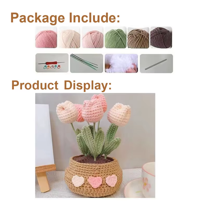 Kit de tricot et crochet fait main en forme de plante de fraise en pot