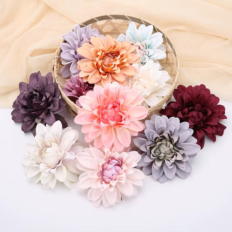 Têtes de fleurs artificielles Dahlia en soie