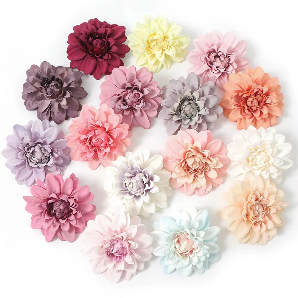 Têtes de fleurs artificielles Dahlia en soie