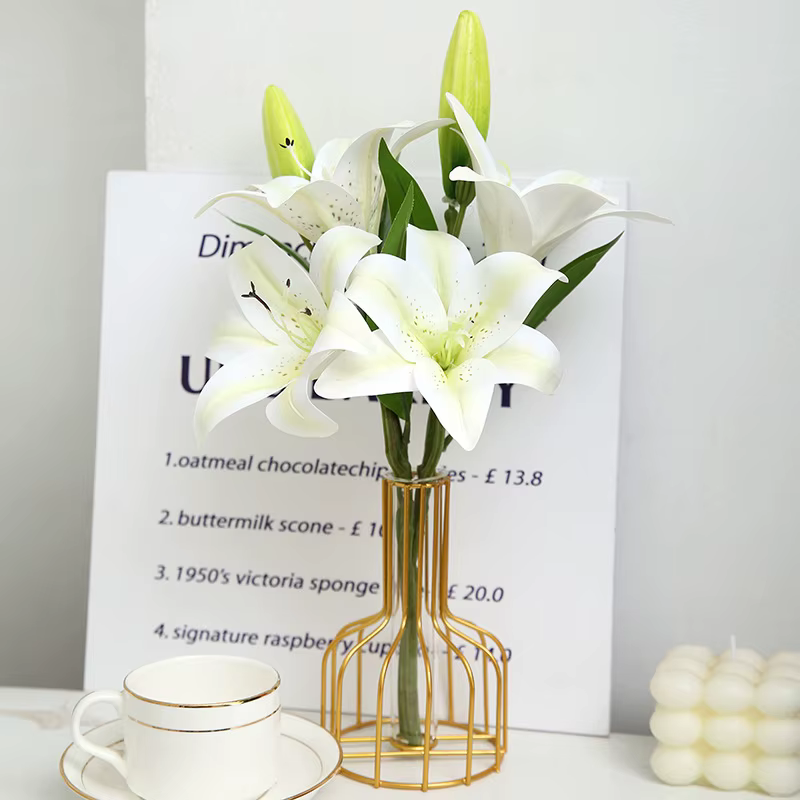 Fleurs artificielles en soie faux Bouquet de lys 41cm de long bricolage créatif deux