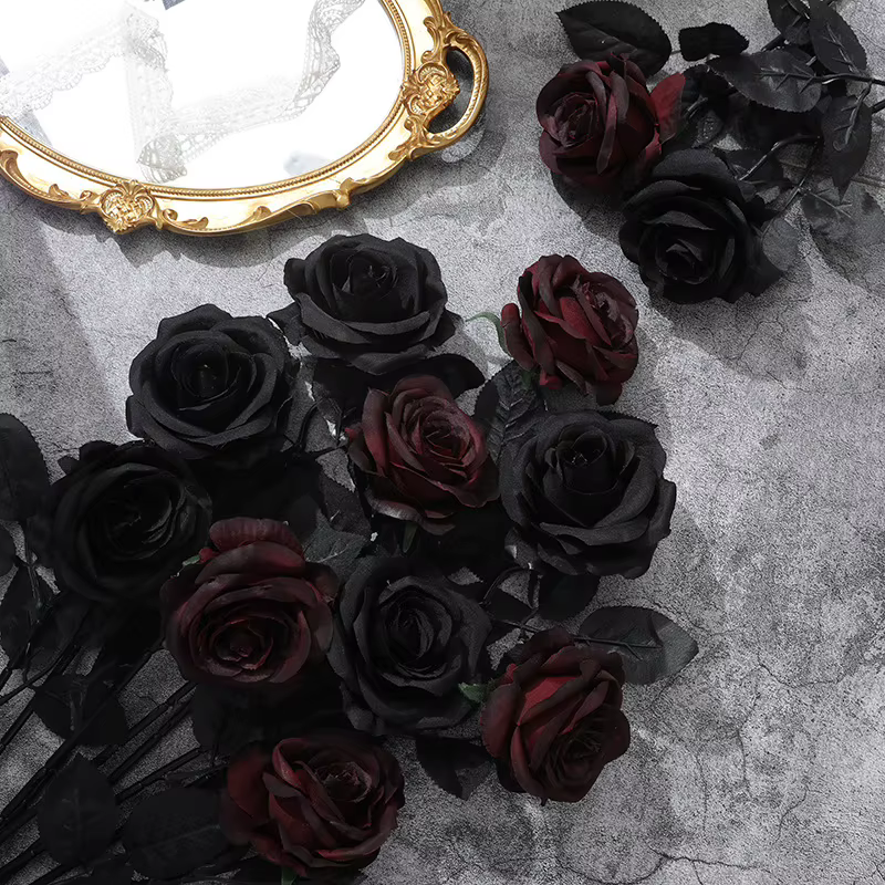 Fleurs artificielles Rose bordeaux noir