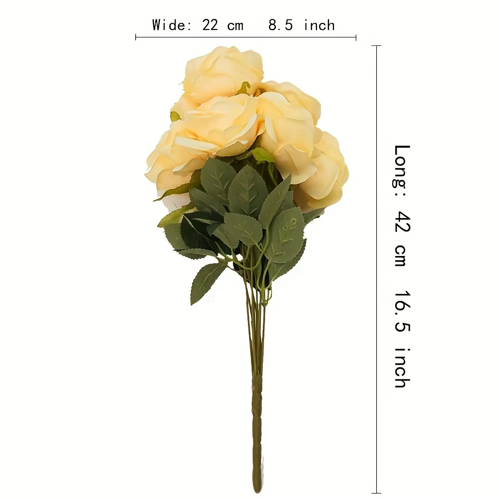 Roses artificielles européennes en diamant à 9 têtes