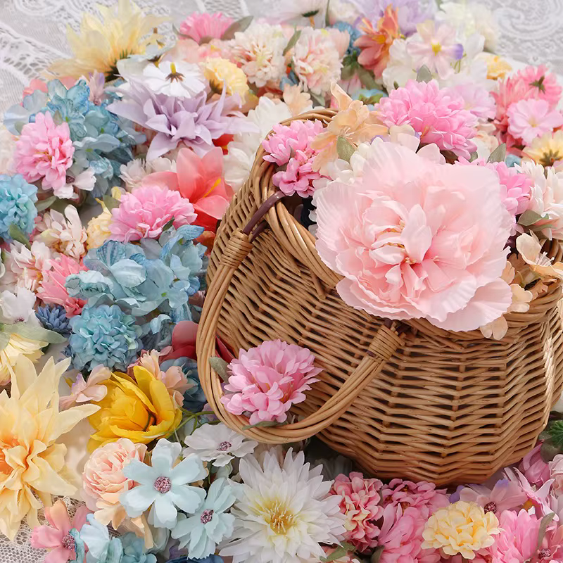 Mélange de fleurs artificielles en soie, plusieurs tailles, fausses fleurs pour décoration de maison, décoration de mariage, vêtements de mariée, guirlande de cadeaux artisanaux DIY
