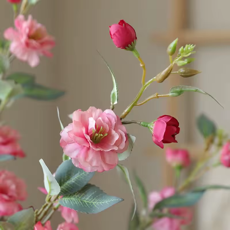 Camélia fleur artificielle grande avec fausses feuilles