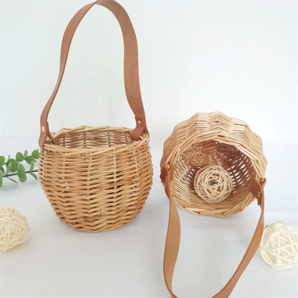 Panier de fleurs suspendu marron