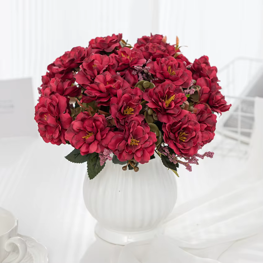 Fleurs artificielles Scrapbooking Soie Cerise Vase Accueil Salle Table Décor Extérieur Mariage Jardin Bouquet Bricolage Festival Couronne