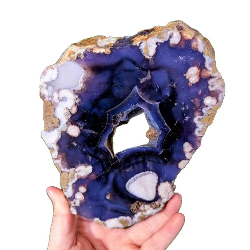 Tranche d'agate bleue naturelle