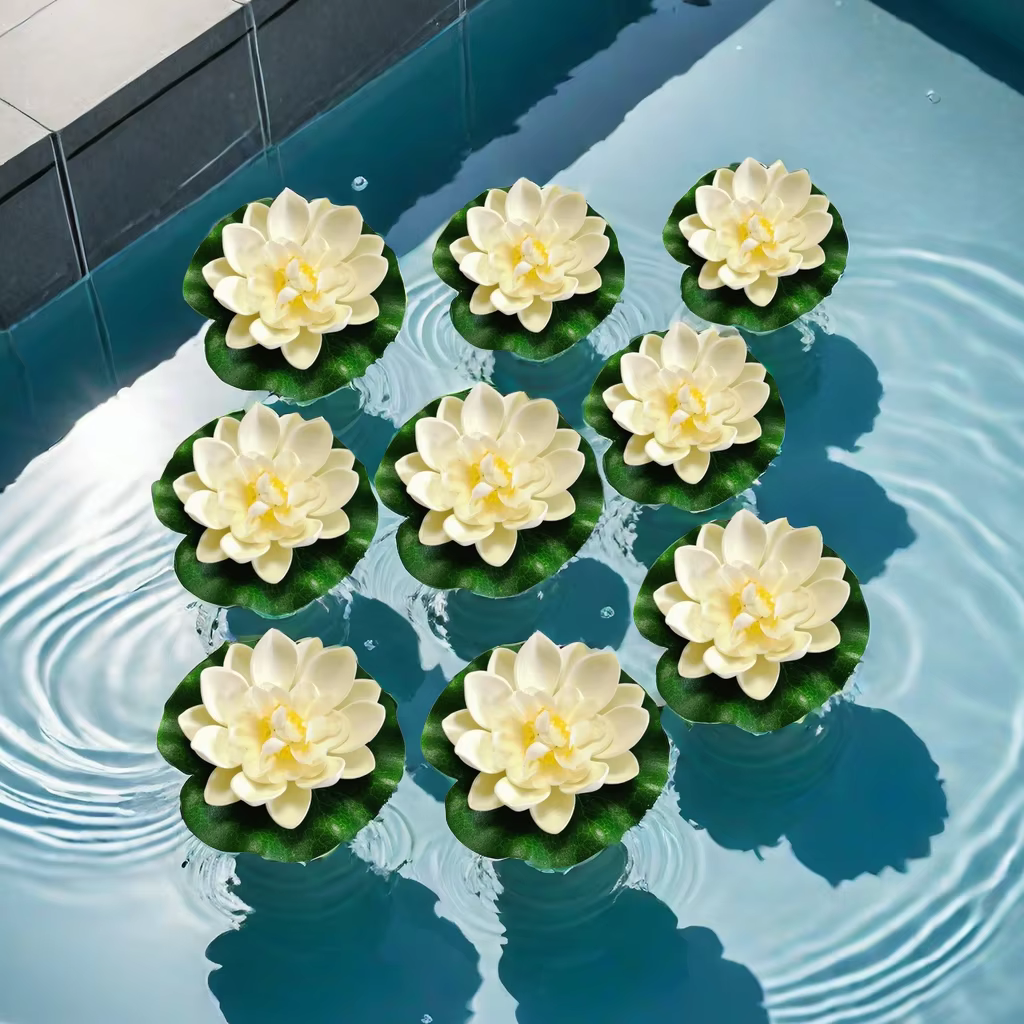 Fleurs de Lotus artificielles 9 pièces avec coussinets de lys