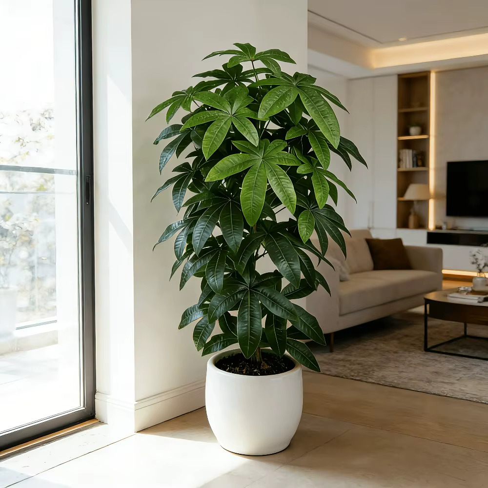 Un arbre à monnaie artificiel Pachira Aquatica avec ses caractéristiques scientifiques d'arbre
