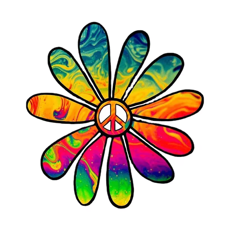 Autocollant de voiture en PVC Flower Power Peace pour moto camping-car-accessoire de décalcomanies décoratives élégantes