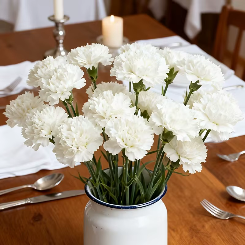 Bouquet de fleurs artificielles d'œillets blancs