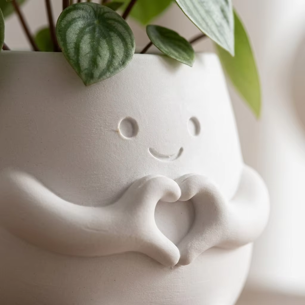Pot à succulentes miniature imprimé en 3D avec des imperfections mineures