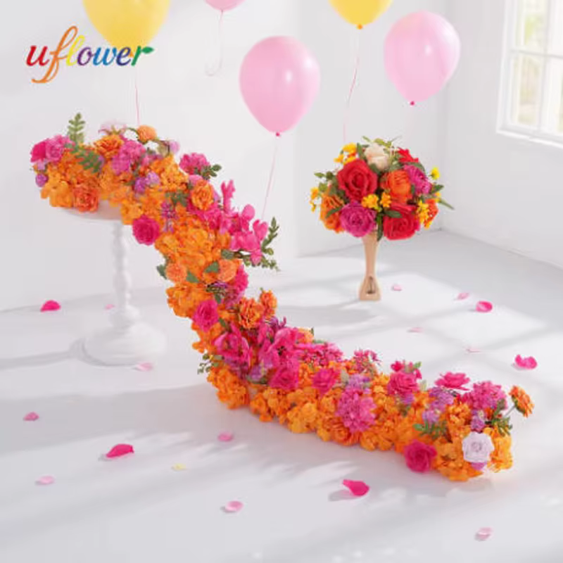 Uflower 50/100 cm fleur artificielle rangée pivoine chemin Table pièce maîtresse décoration de mariage mélange fleurs toile de fond arches décor