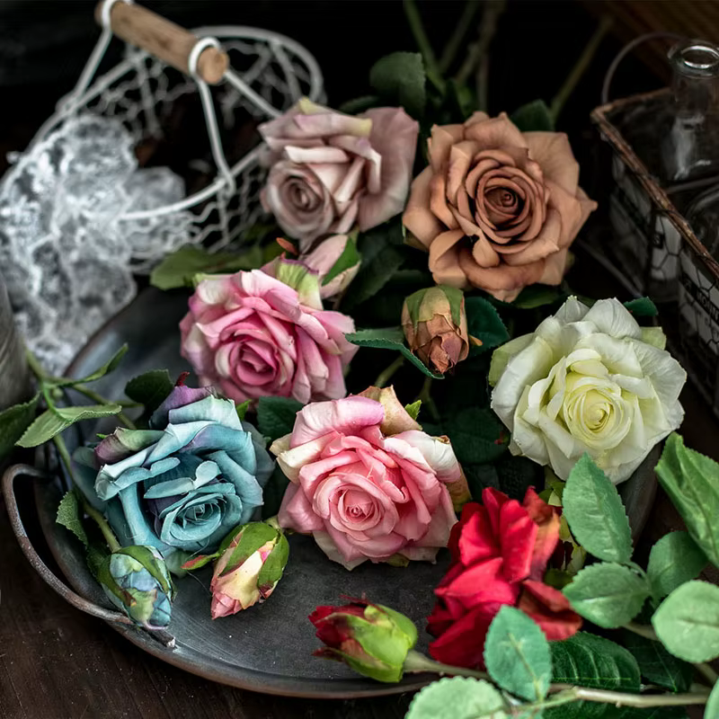 Fleurs artificielles grandes Roses en soie