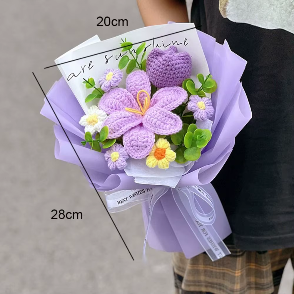Nouveau coton Crochet fleur Bouquet tissé à la main tricoté