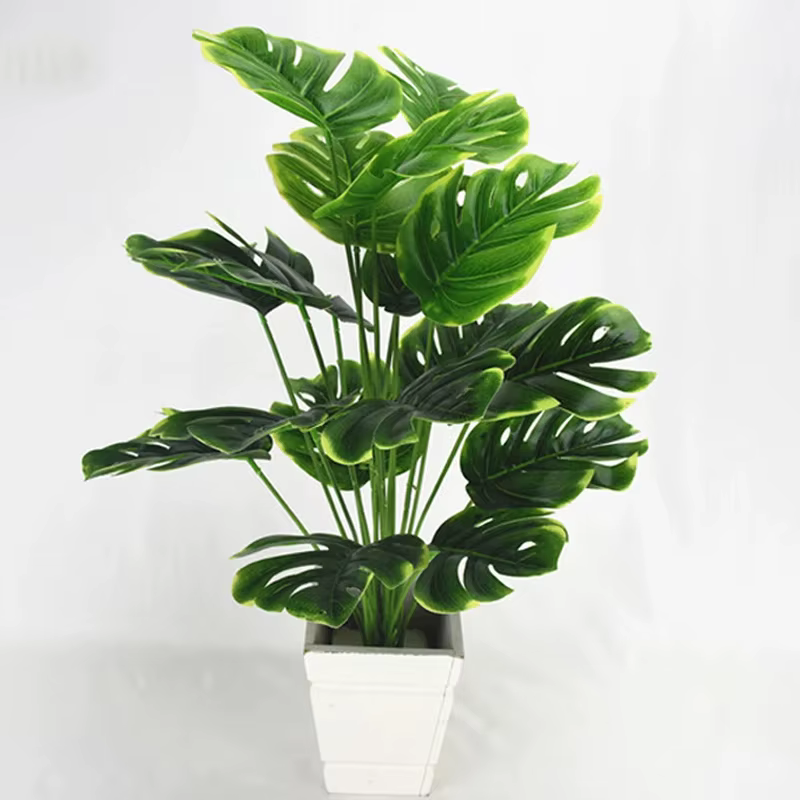 Plantes artificielles feuilles de palmier vertes Monstera maison jardin salon chambre balcon décoration tropicale en plastique fausse plante longue