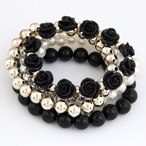 Bracelets porte-bonheur pour femmes bijoux Rose fleur multicouche enveloppe fleur Bracelets et Bracelets Vintage Pulseras Mujer Pulseiras Femme