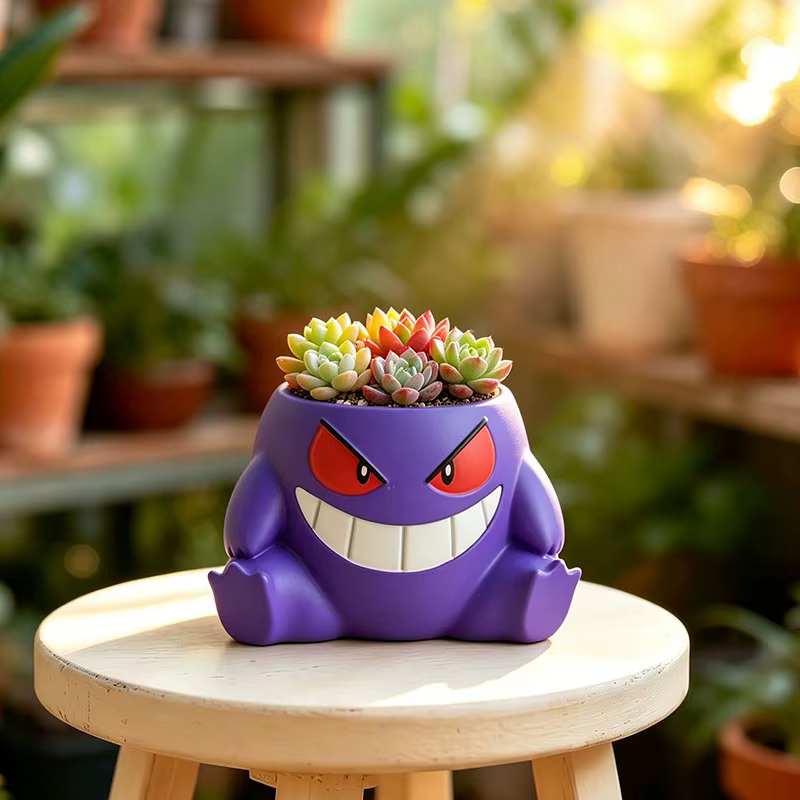Pot de fleurs en résine en forme de Gengar de dessin animé