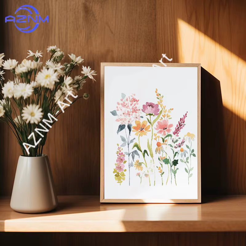 Affiches d'art mural bohème sur toile, motifs floraux botaniques et fleurs sauvages en aquarelle, pour décoration de salon