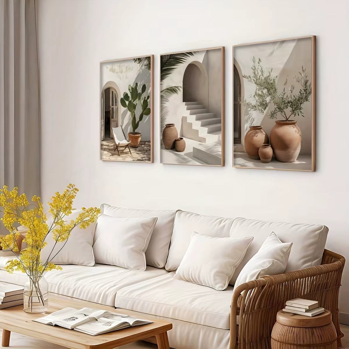 3 pièces méditerranéen bohème plantes en pot imprime affiche moderne photographie Art