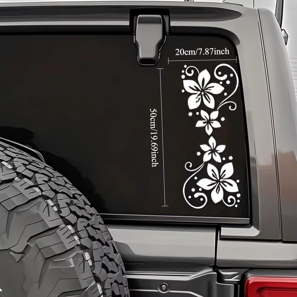 Autocollant de voiture en vinyle à motif floral, autocollant gris/blanc/noir pour pare-brise, pare-chocs et capots, adapté aux SUV et aux véhicules