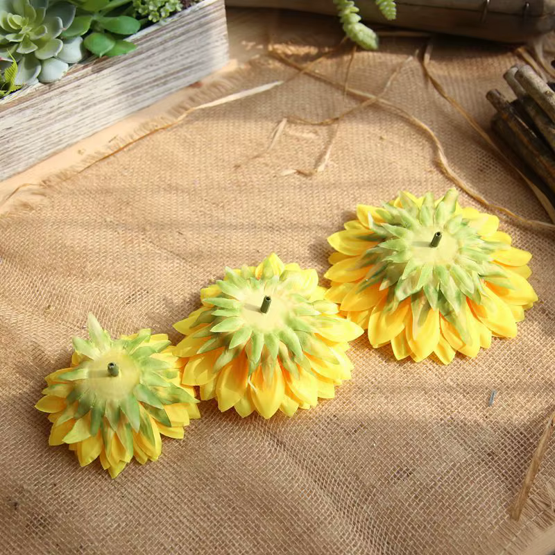 Tête de fleur artificielle tournesol en soie