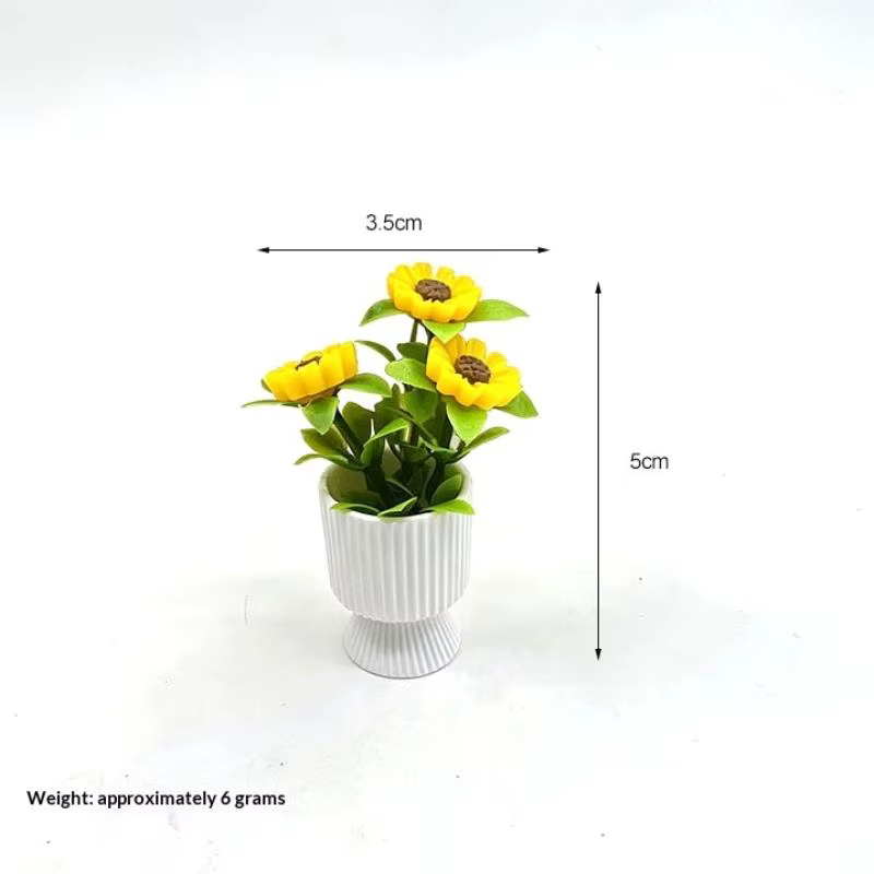 Ornement miniature de plante de tournesol en pot