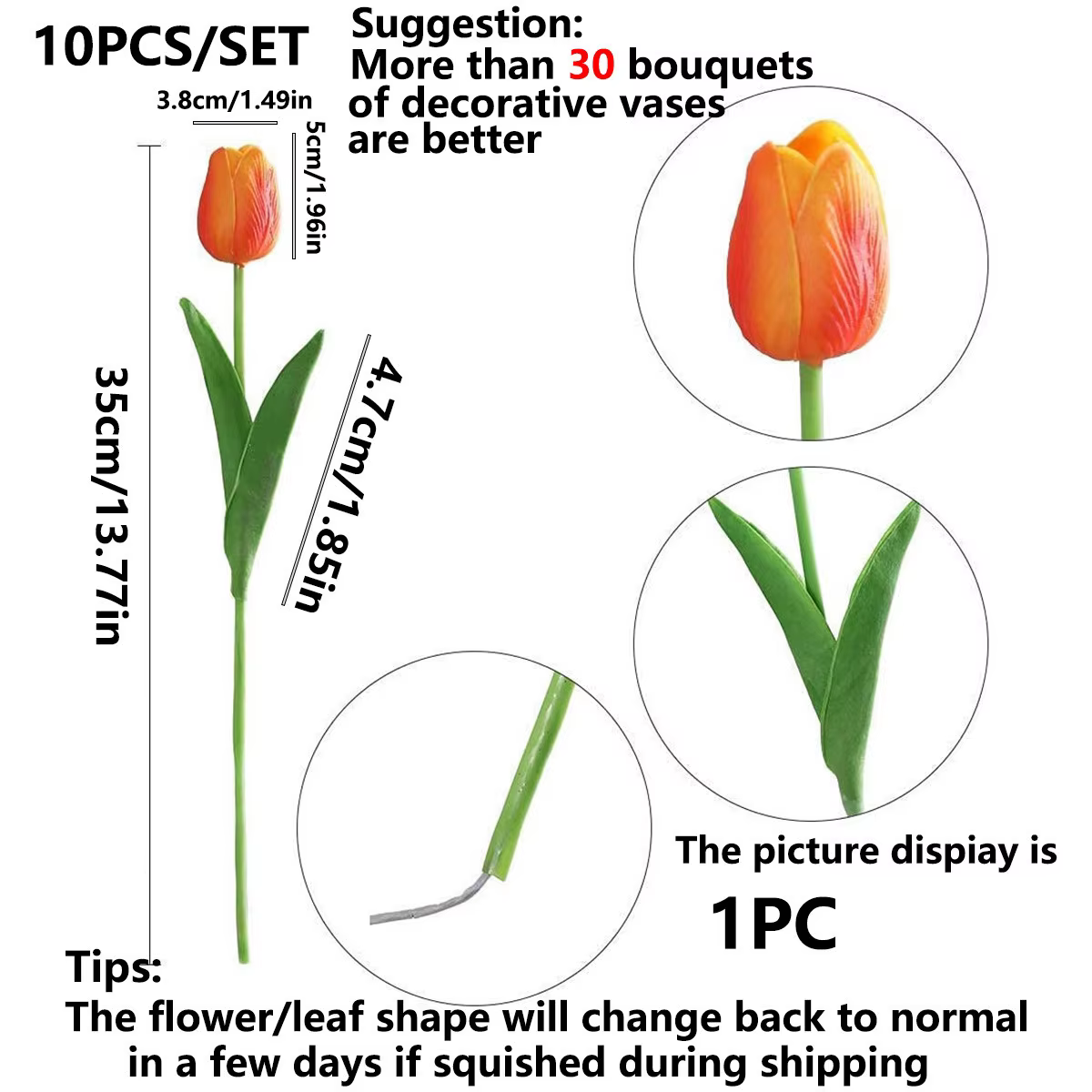 Fleurs de tulipes artificielles réalistes au toucher