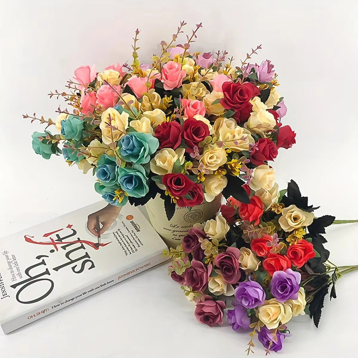 12 têtes de roses artificielles