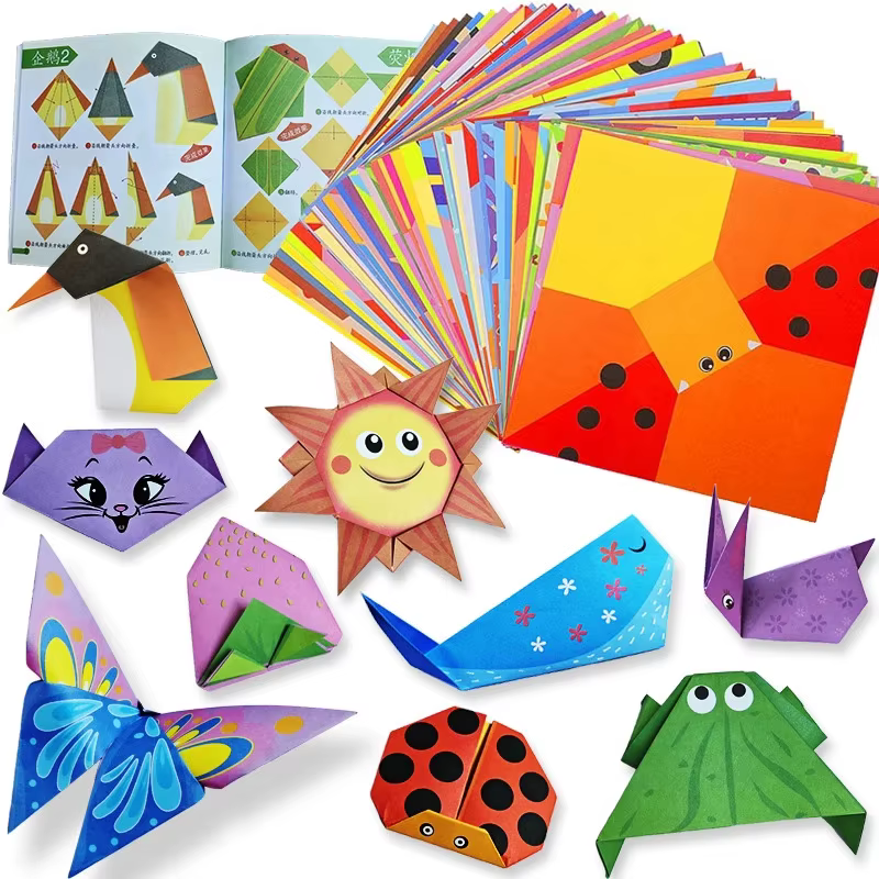 Kit d'origami avec 30/96 feuilles de papier et livre de guide
