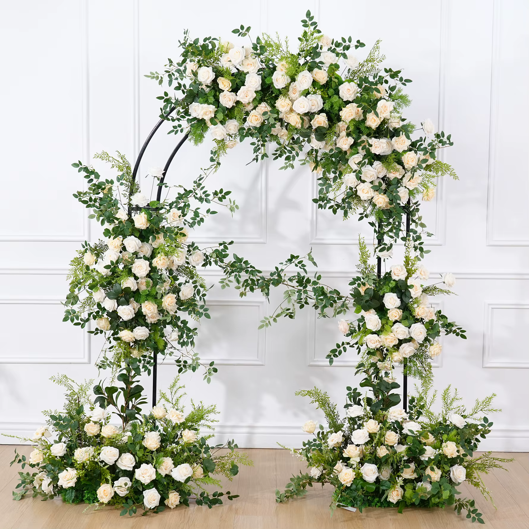 Mori vert Rose Rose accrocher fleur rangée mariage toile de fond arc décor allée sol Floral événement fête accessoires fenêtres affichage C8922