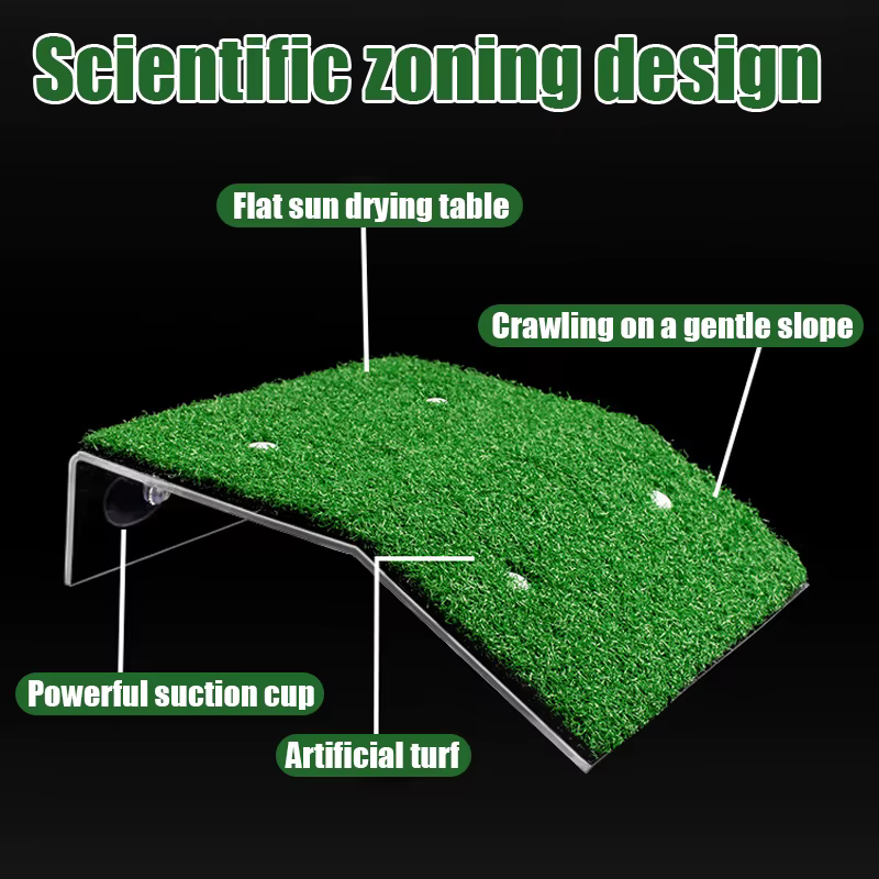 Plateforme de baignade pour tortues, simulation d'habitat, rampe en gazon, quai pour tortues, île flottante pour terrarium de reptiles, accessoire d'aquarium