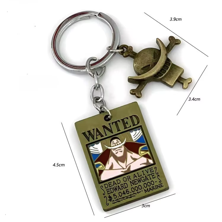 Porte-clés One Piece Luffy Roronoa Zoro Ace, design créatif de dessin animé, style 'Wanted', en alliage, pendentif décoratif pour sac à dos, cadeau