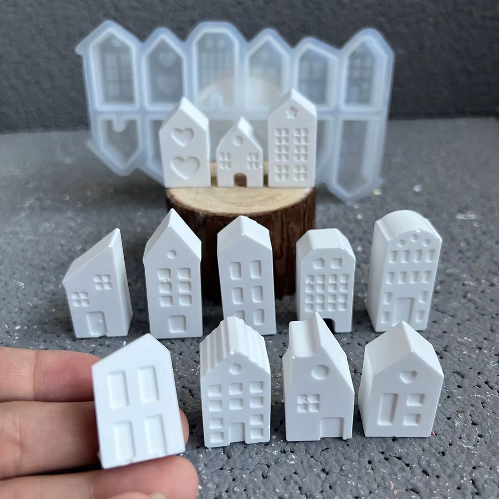 Maison de château 3D, plante succulente