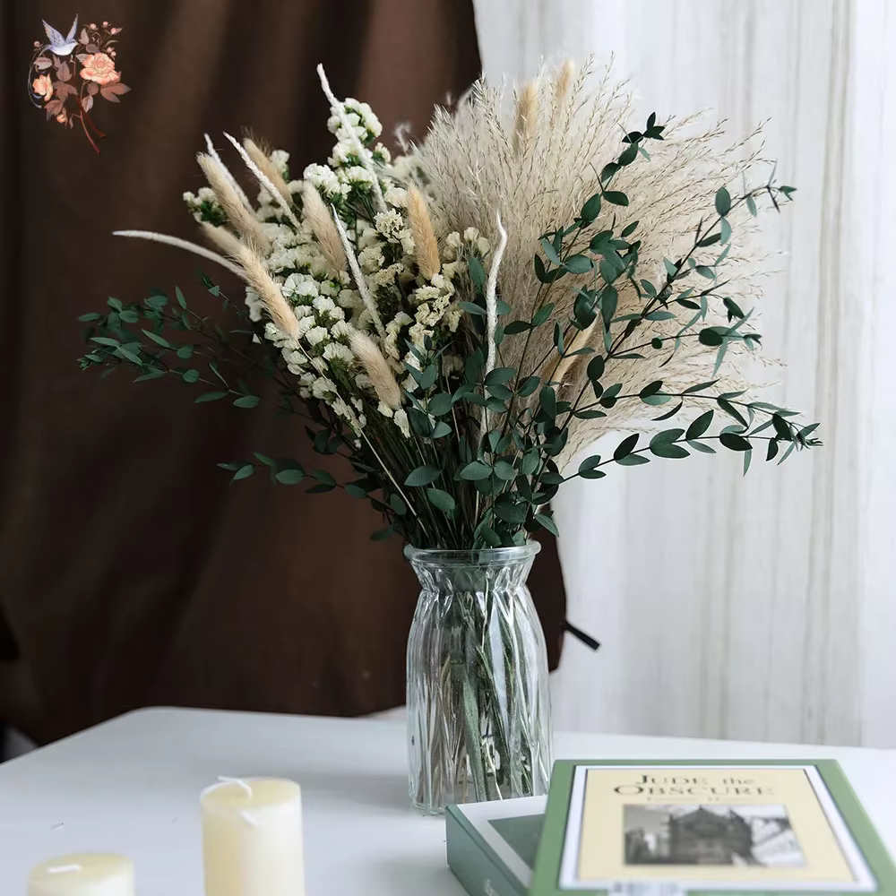 Ensemble de bouquets de fleurs d'eucalyptus Pampas séchées naturelles