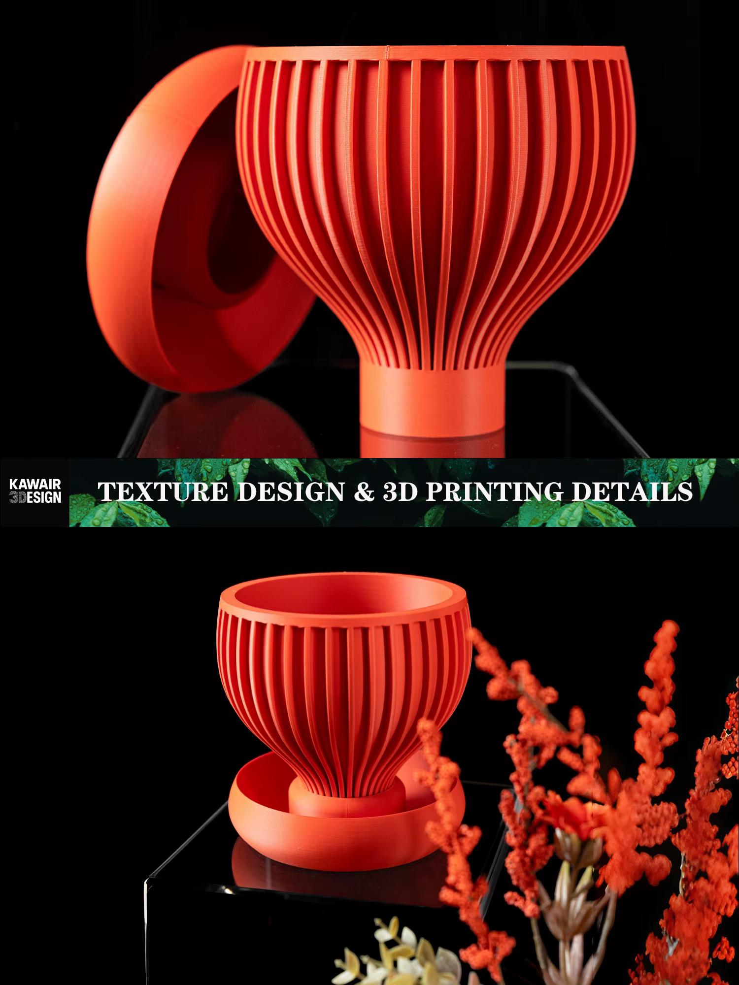 Pot à plantes moderne et minimaliste imprimé en 3D - Pot à fleurs biodégradable pour la décoration de la maison