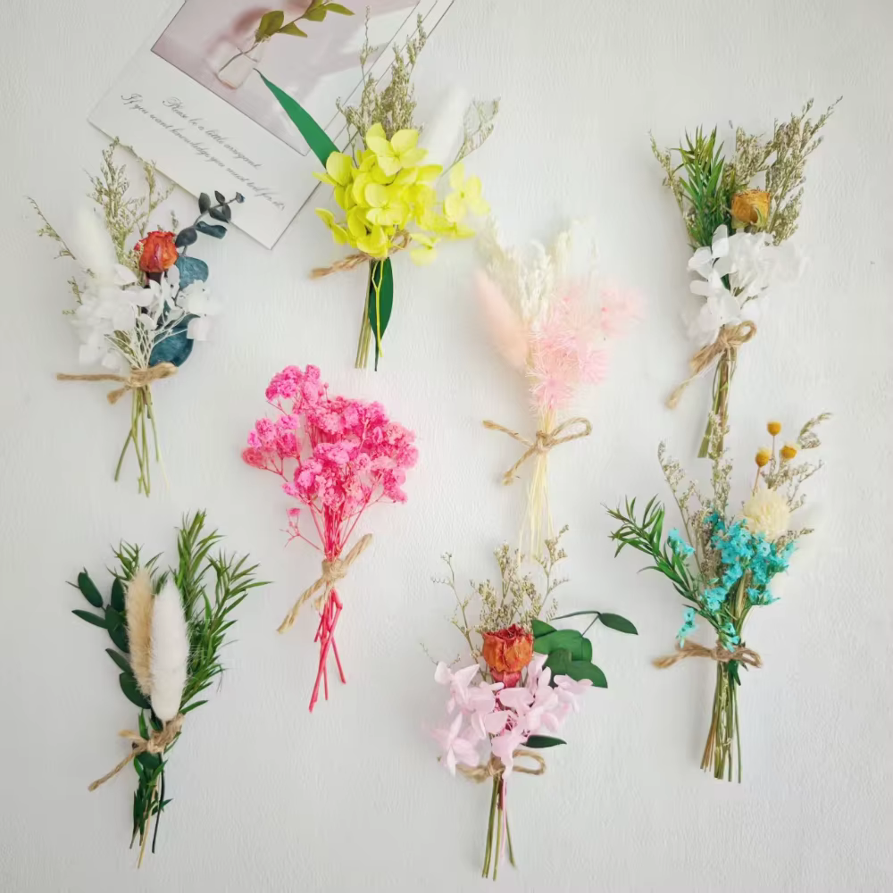 Fleurs préservées, bouquet de fleurs séchées faciles à utiliser
