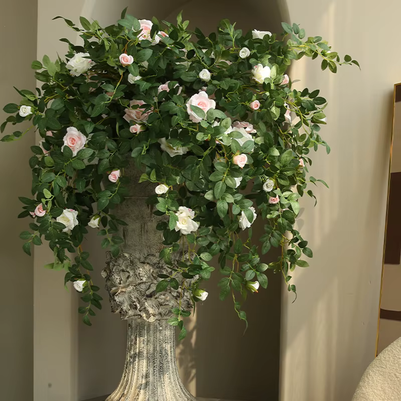Rose vigne artificielle plante verte rotin maison jardin déco arbre de noël accessoires bricolage fond fleur mur matériel fenêtre affichage