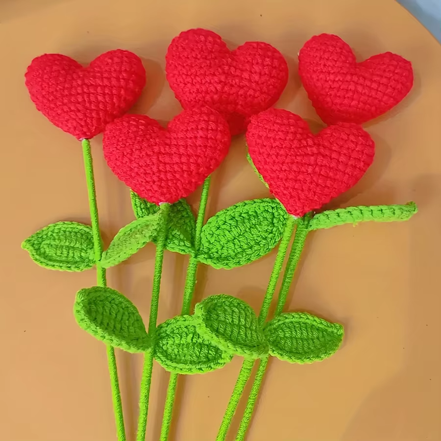 Ensemble de 2 branches de fleurs en forme de cœur rouge