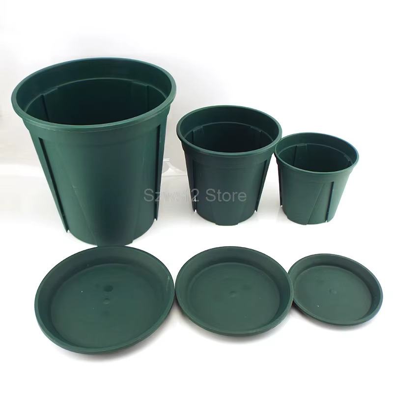 Plateaux de pots de fleurs en plastique vert