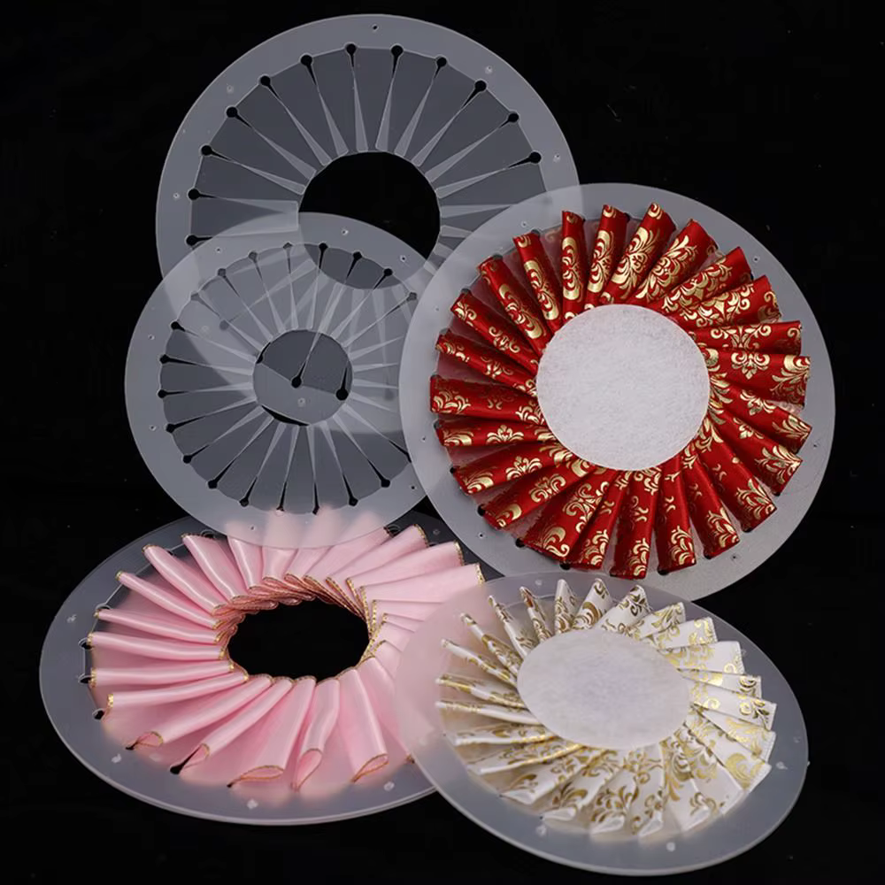 Kit de fabrication de rosettes en ruban 9cm 12cm 15cm, fleurs en tissu transparent, figurines de table, DIY, pour débutants