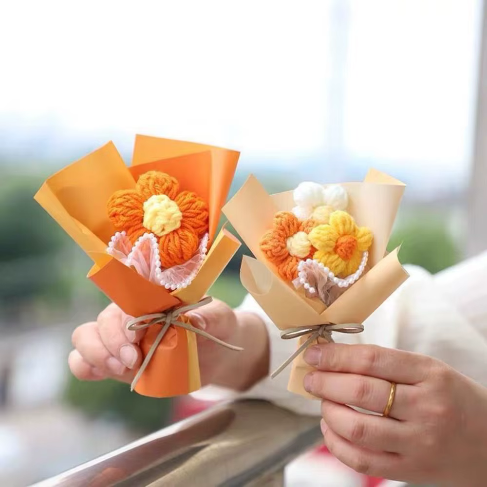 Mini bouquet de fleurs au crochet