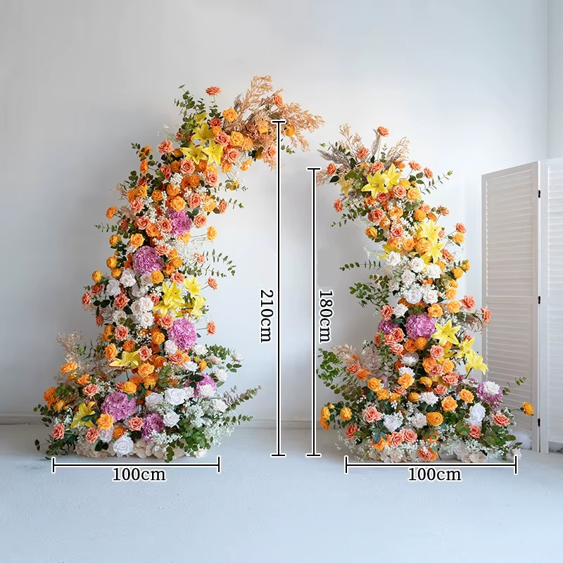 Luxuriant 210CM corne de lys artificielle fleurs arc hortensia mariage scène décor jardin Style allée fleur rangée Photo toile de fond accessoires