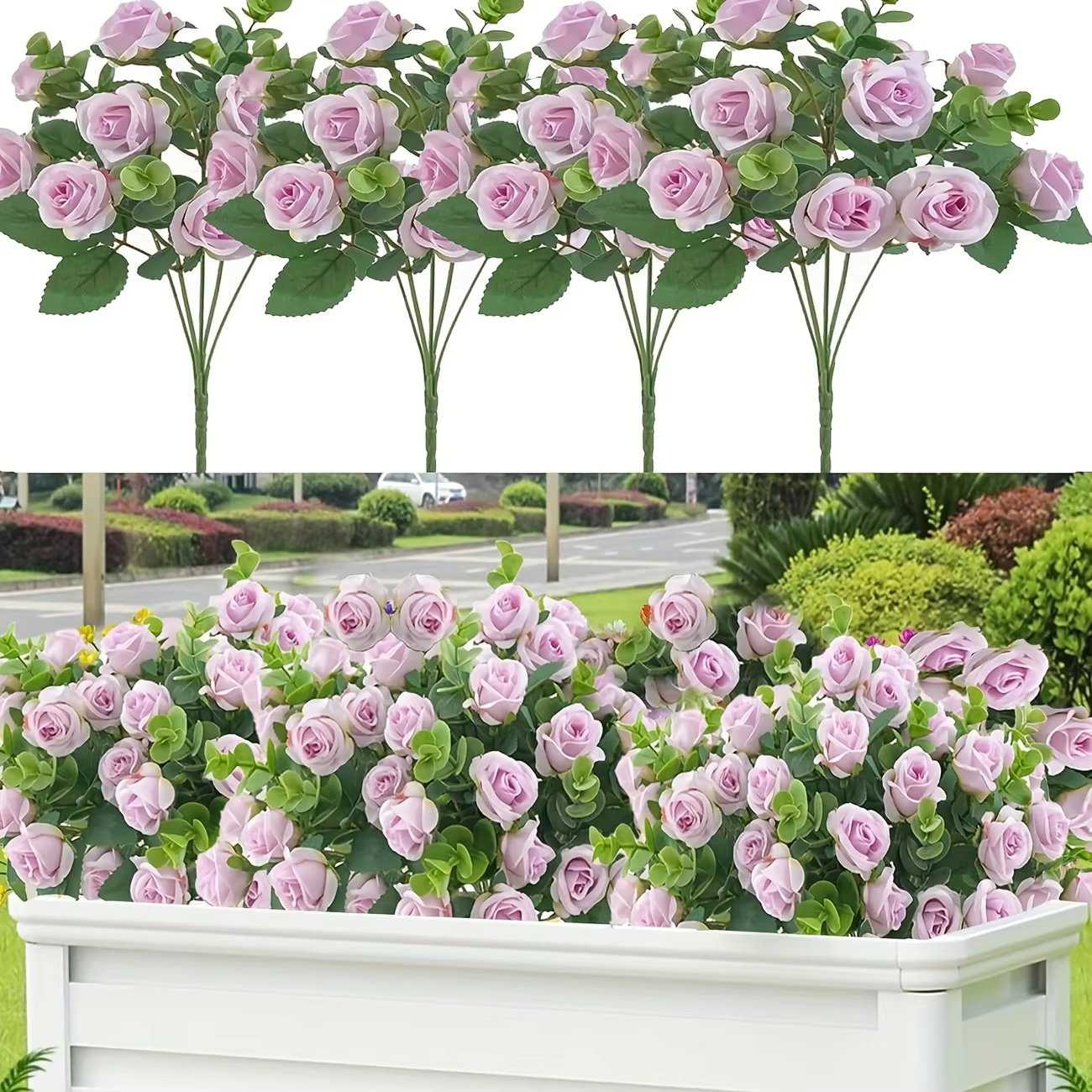 Bouquet de roses artificielles en soie