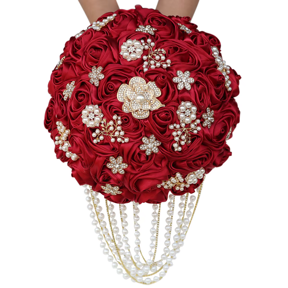 Kyunovia Bouquet de Mariage Personnalisé de Qualité Supérieure en Ivoire avec Broche