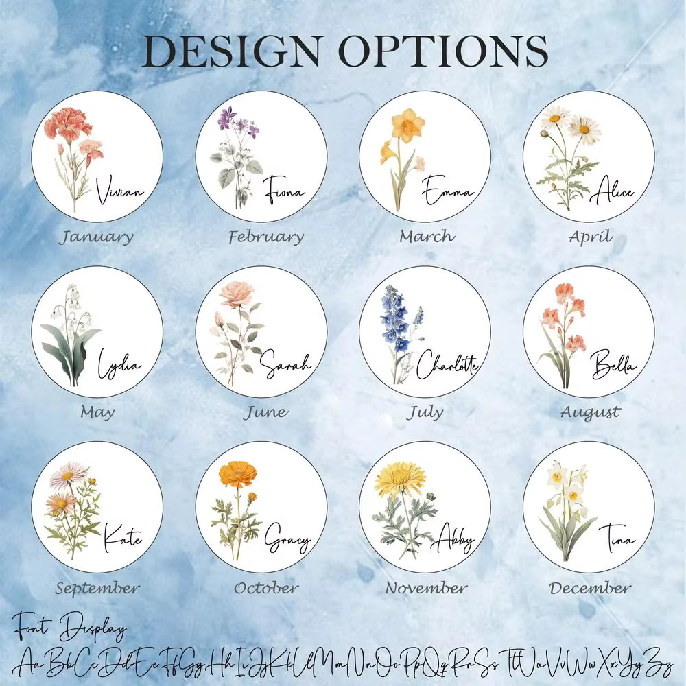 Plat de bibelot de fleur de naissance personnalisé