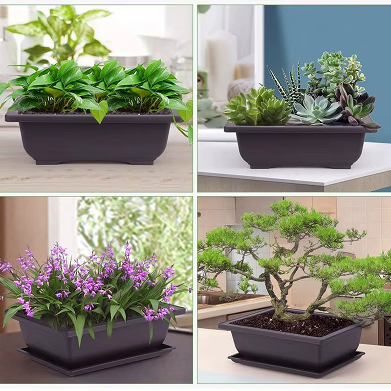 Pot de fleur carré en plastique pour balcon