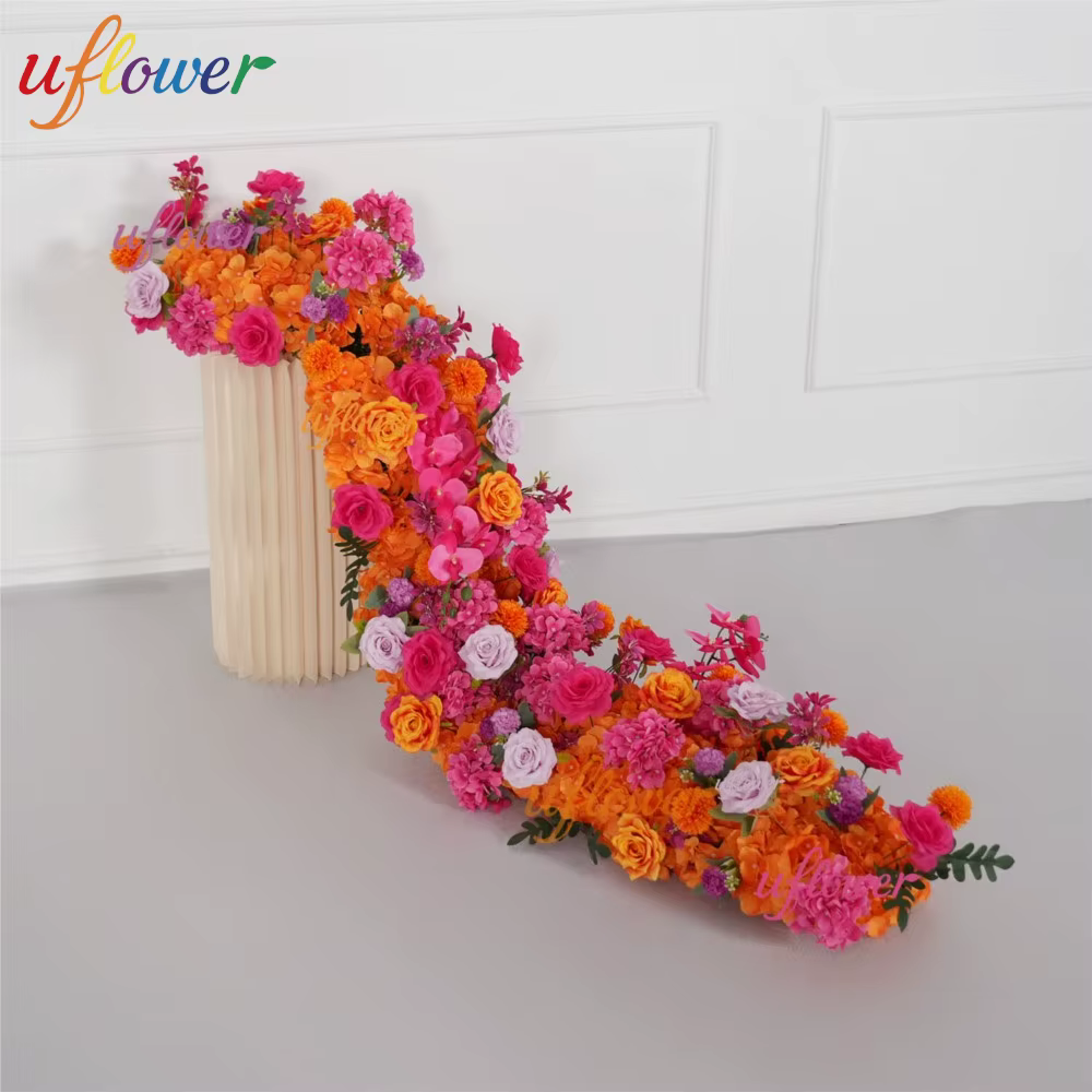 Rangée de fleurs artificielles bleues personnalisées Uflower