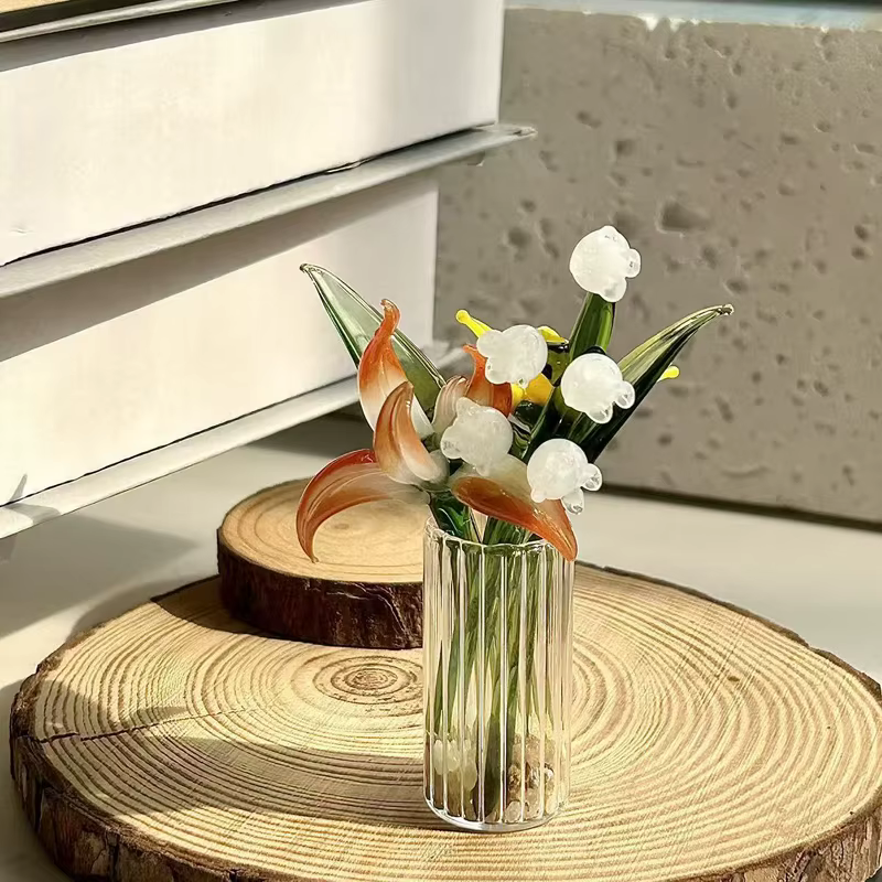 Ornement en verre de tulipe, Bouquet de fleurs simulées, série de guérison, la vie de la petite amie est mille fois, printemps et lumineux