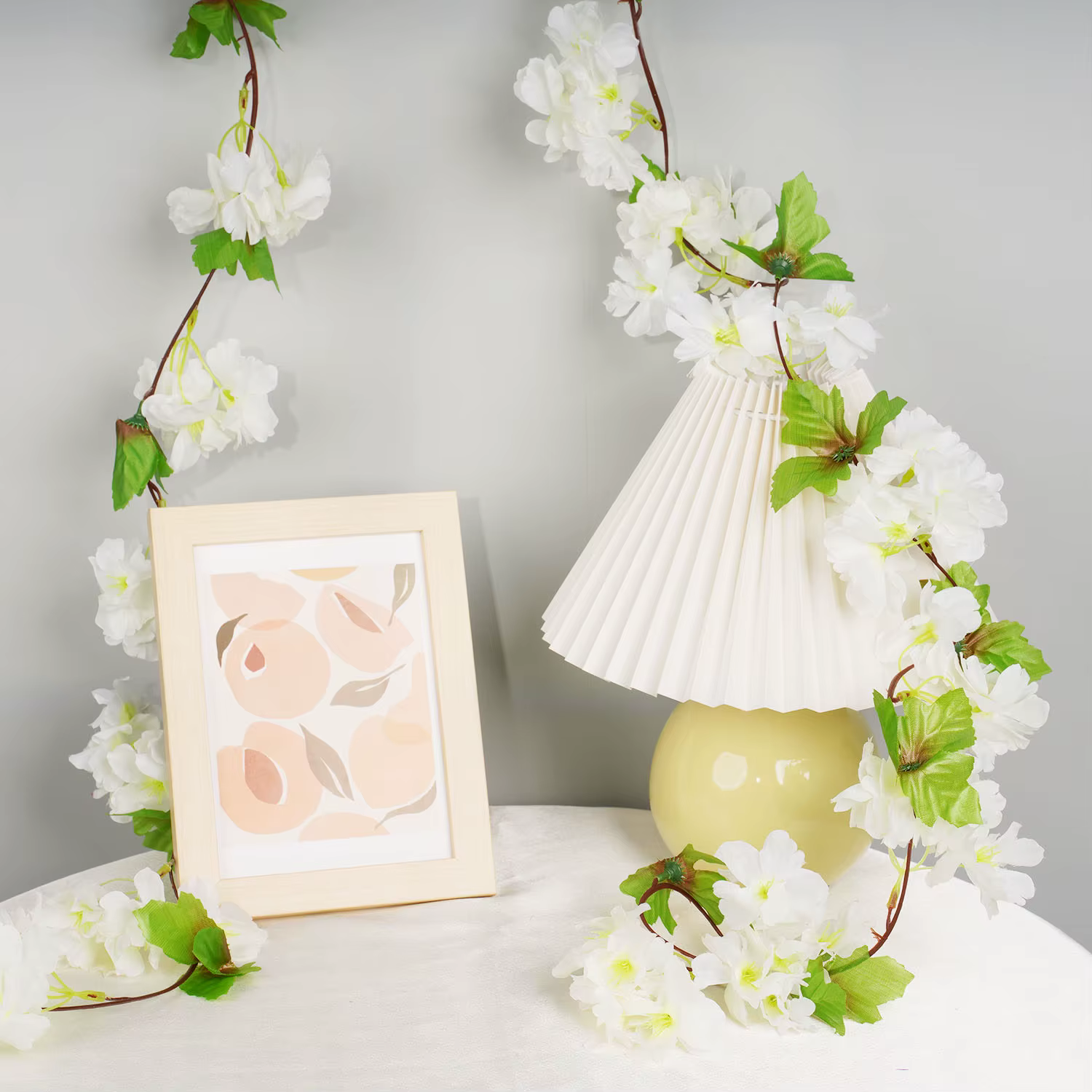 Guirlande de fleurs de cerisier artificielles en soie